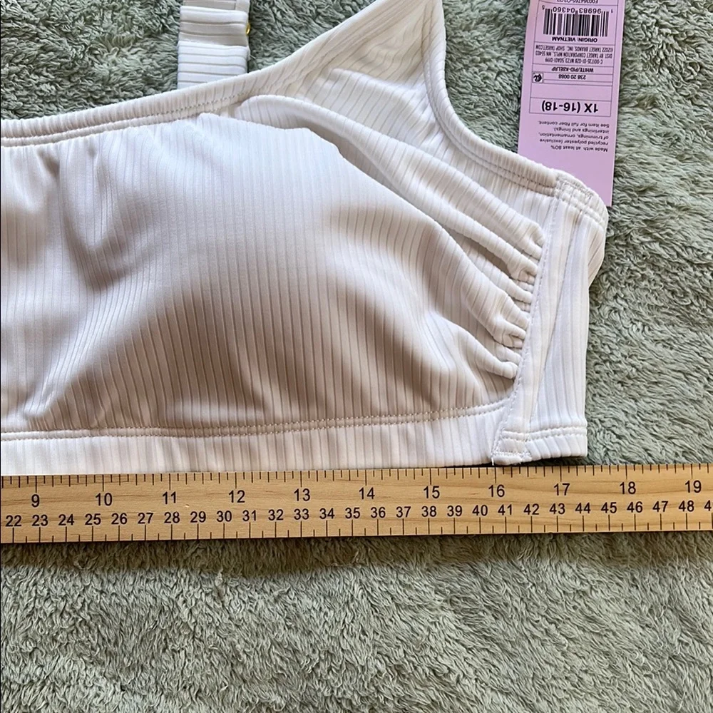 Women’s Ribbed Scoop Neck Swim Top - Light Pink